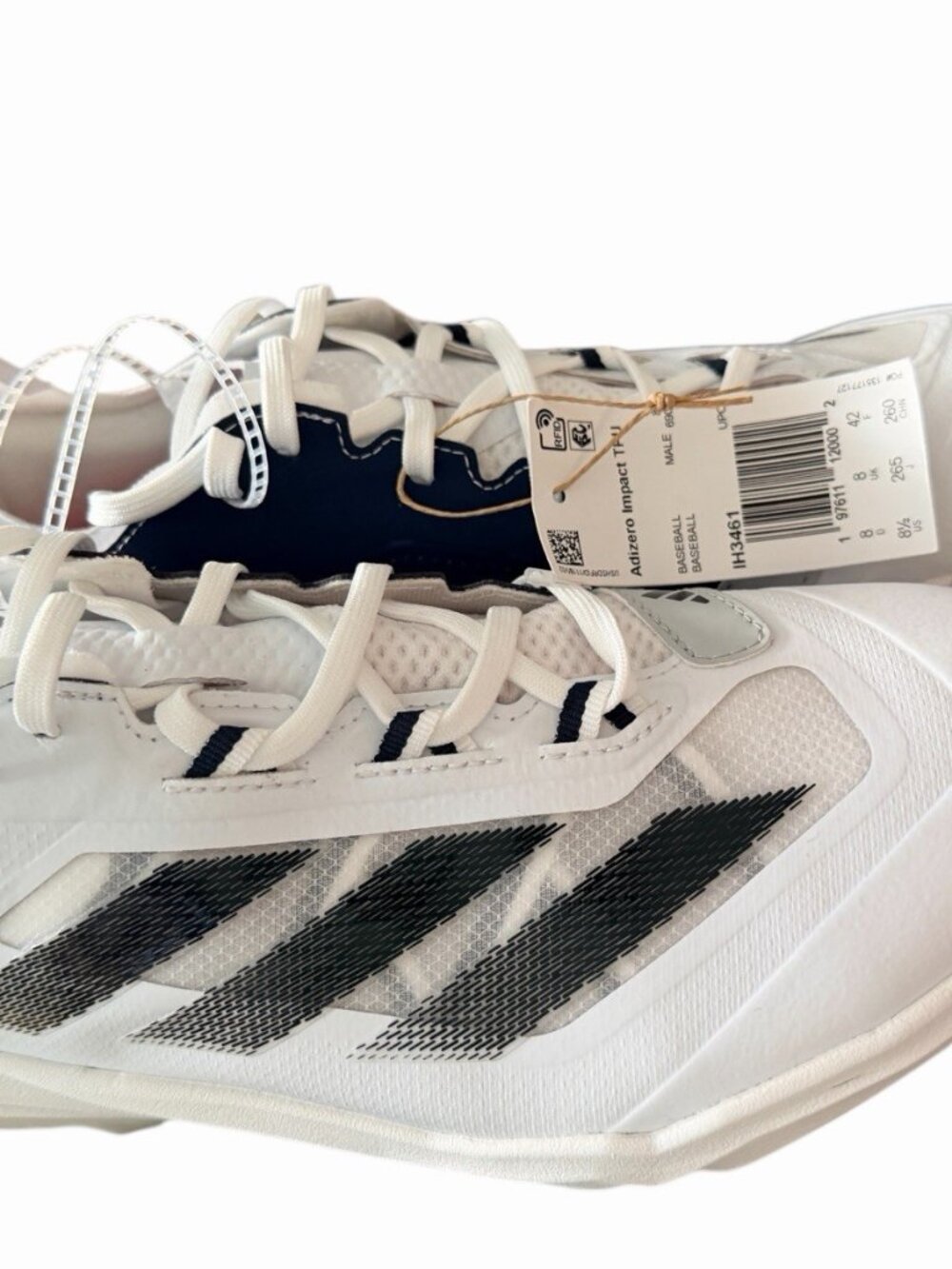 Adidas Adizero Impact Baseball Cleats Shoes Men Sz 8.5 White Black Low